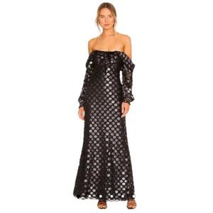 House of Harlow 1960 x REVOLVE Rory Maxi Dress in Black Metallic Dot